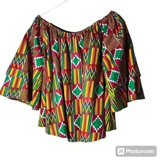 Advance Apparel women off shoulders colorful bell wide tops  size Medium- Large - Picture 3 of 5